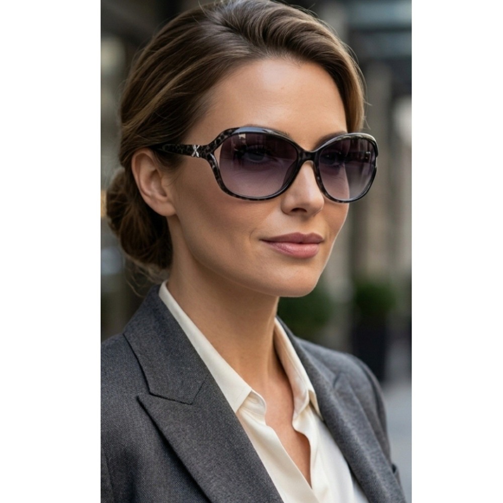 Oscar de la Renta Womens Grey Snakeskin Butterfly Sunglasses Gradient Lenses NEW
